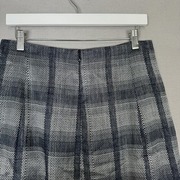 Emporio Armani Skirt Womens IT 44 Blue Plaid A-Line Metallic Linen Blend Holiday - Picture 6 of 16